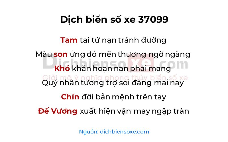 Dịch thơ biển số 37099