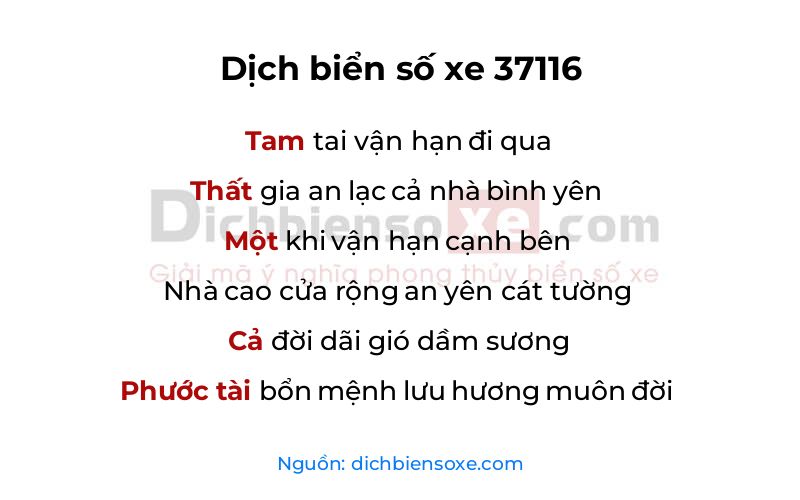 Dịch thơ biển số 37116
