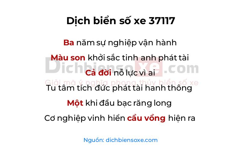 Dịch thơ biển số 37117