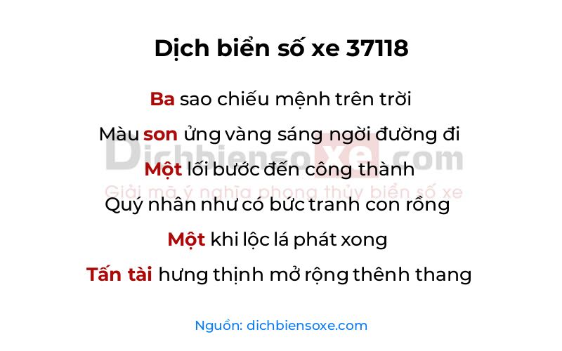 Dịch thơ biển số 37118