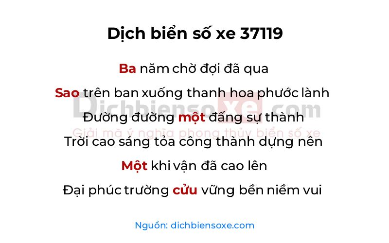 Dịch thơ biển số 37119