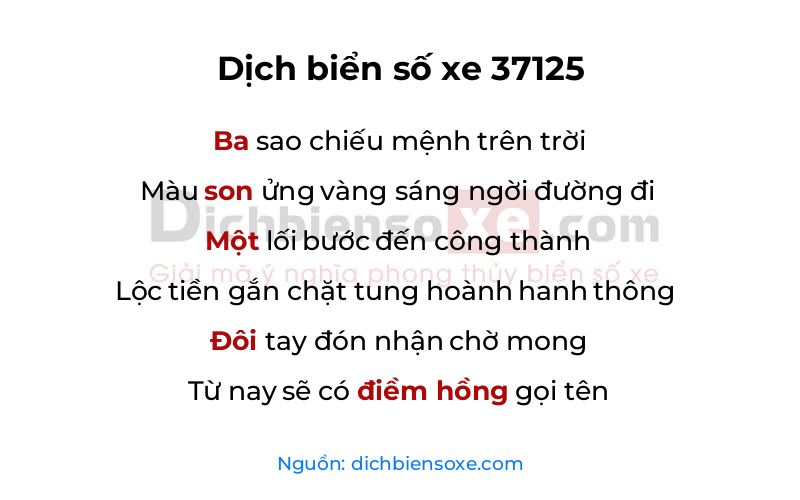 Dịch thơ biển số 37125