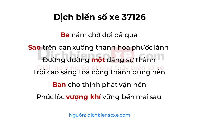 Dịch thơ biển số 37126