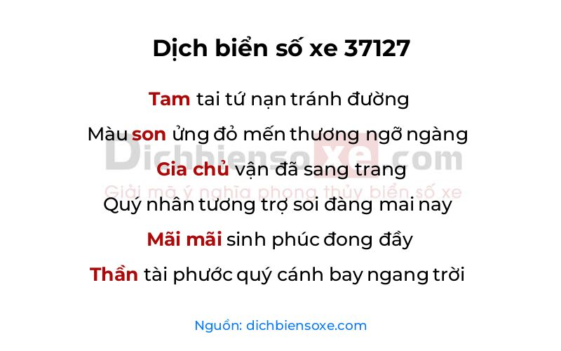 Dịch thơ biển số 37127
