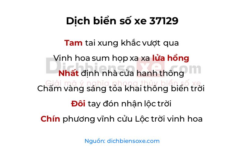 Dịch thơ biển số 37129