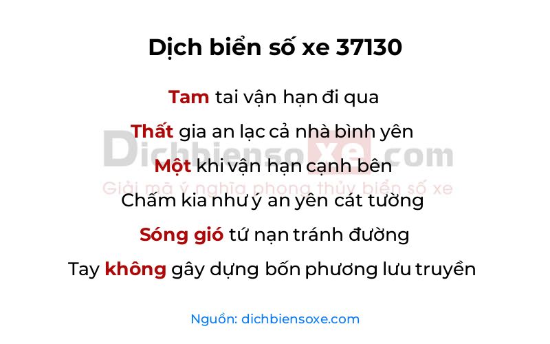 Dịch thơ biển số 37130