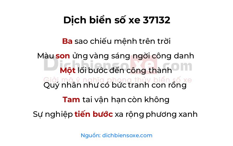Dịch thơ biển số 37132