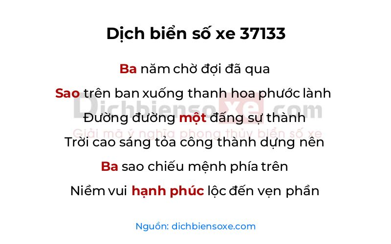 Dịch thơ biển số 37133