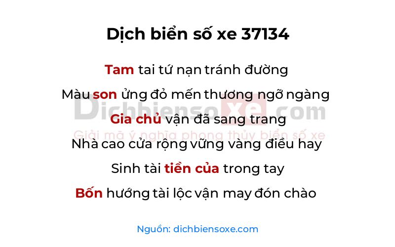 Dịch thơ biển số 37134