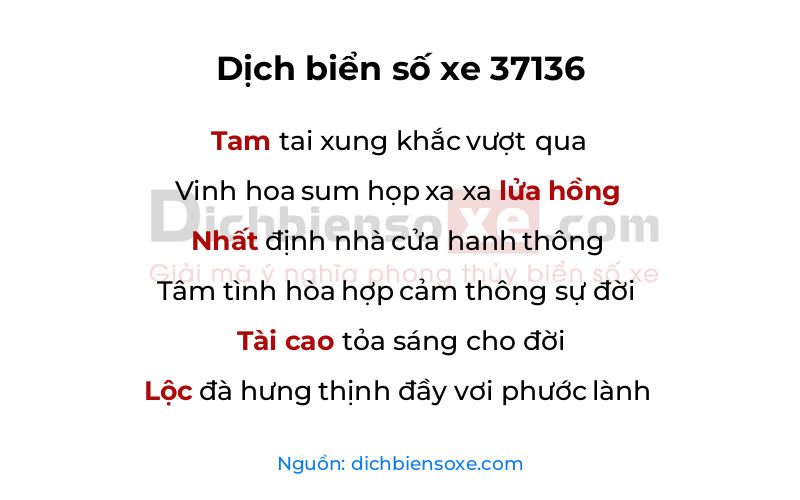 Dịch thơ biển số 37136