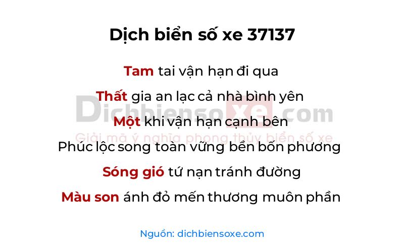 Dịch thơ biển số 37137