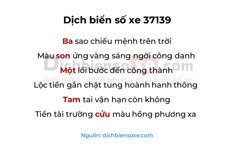 Dịch thơ biển số 37139