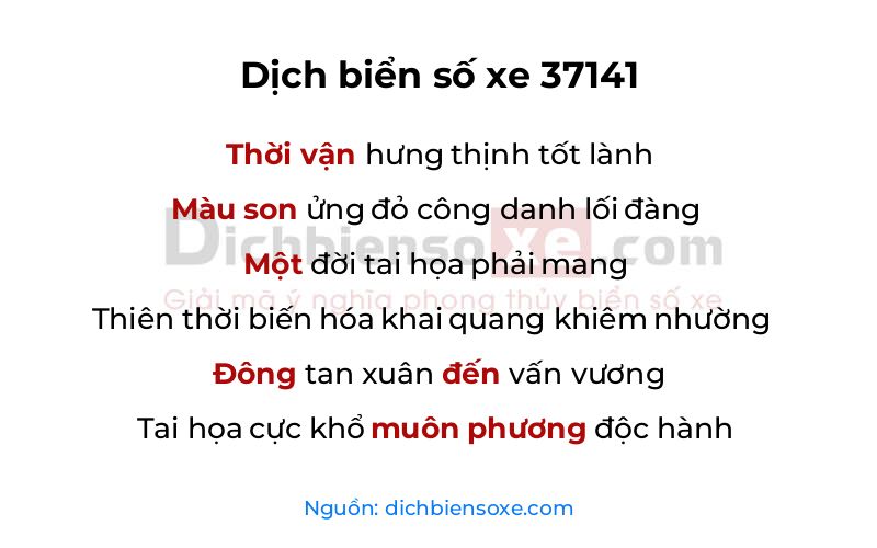 Dịch thơ biển số 37141