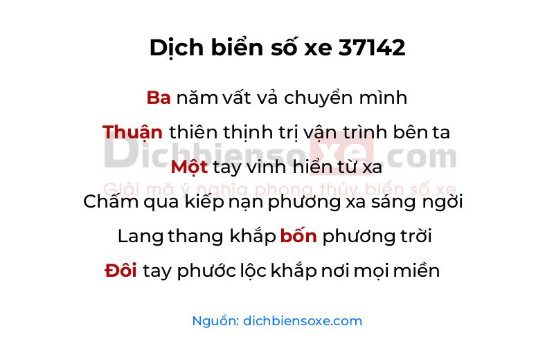 Dịch thơ biển số 37142