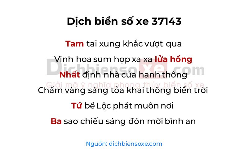 Dịch thơ biển số 37143