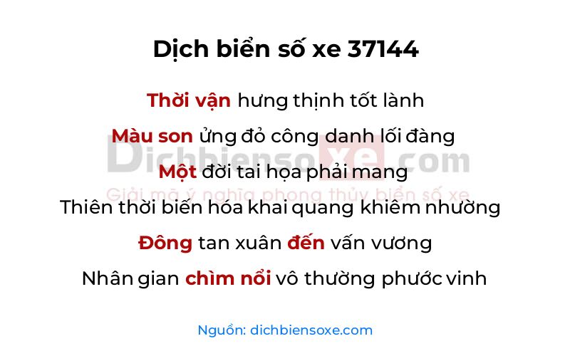 Dịch thơ biển số 37144
