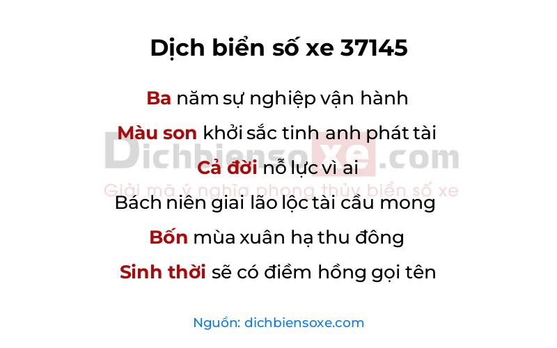 Dịch thơ biển số 37145