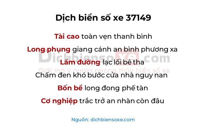 Dịch thơ biển số 37149