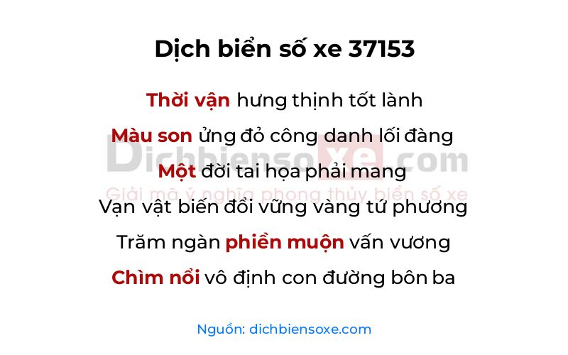 Dịch thơ biển số 37153