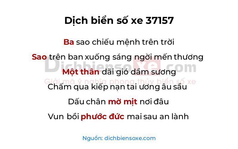 Dịch thơ biển số 37157
