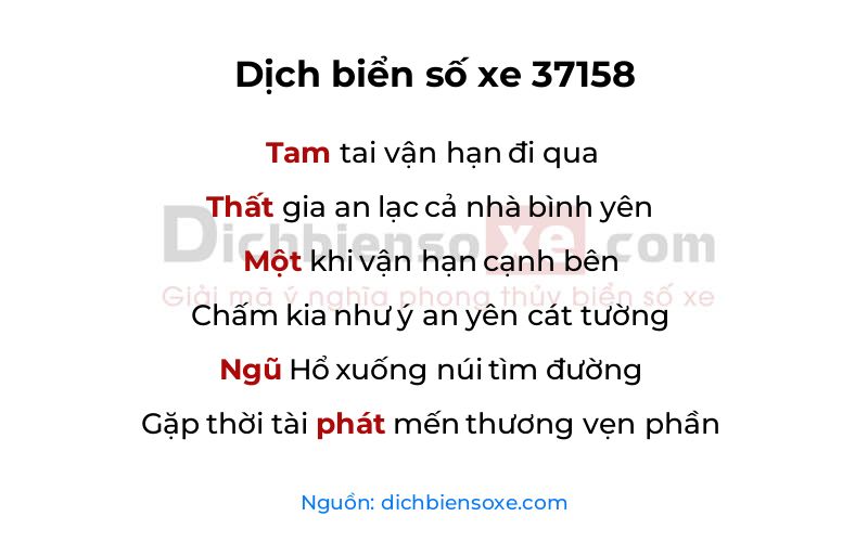 Dịch thơ biển số 37158
