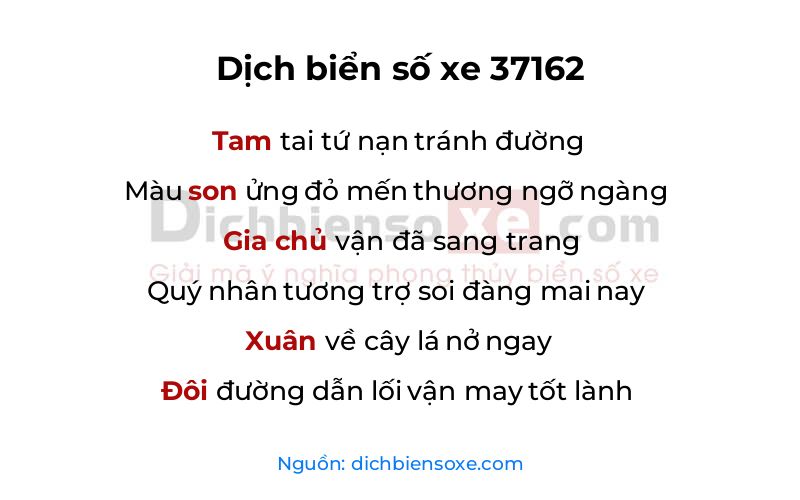 Dịch thơ biển số 37162