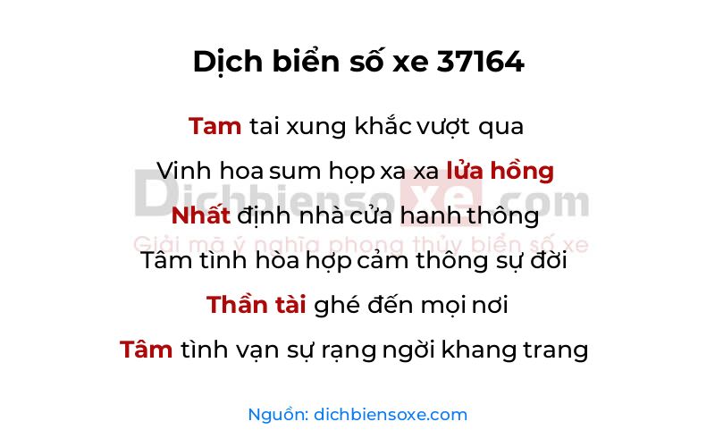 Dịch thơ biển số 37164