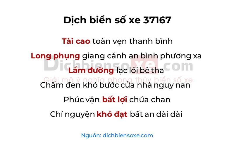 Dịch thơ biển số 37167