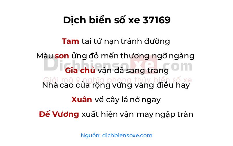 Dịch thơ biển số 37169
