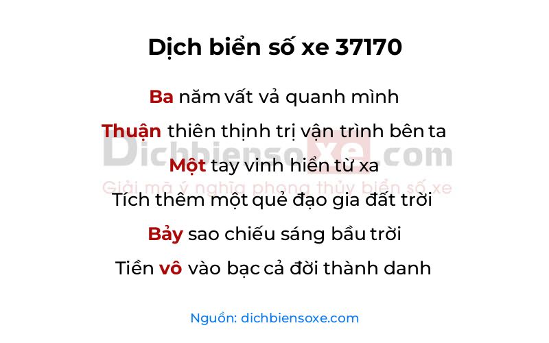 Dịch thơ biển số 37170