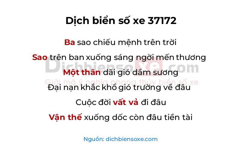 Dịch thơ biển số 37172