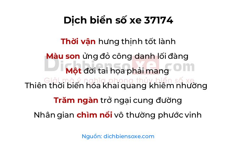 Dịch thơ biển số 37174