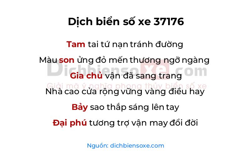 Dịch thơ biển số 37176