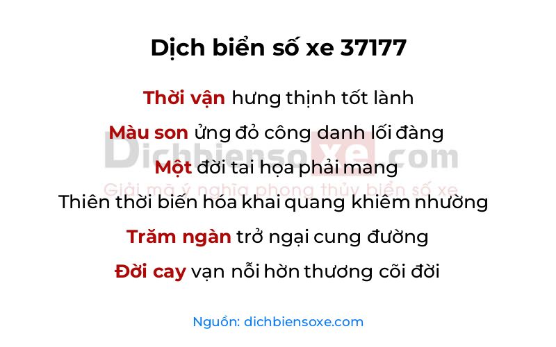 Dịch thơ biển số 37177