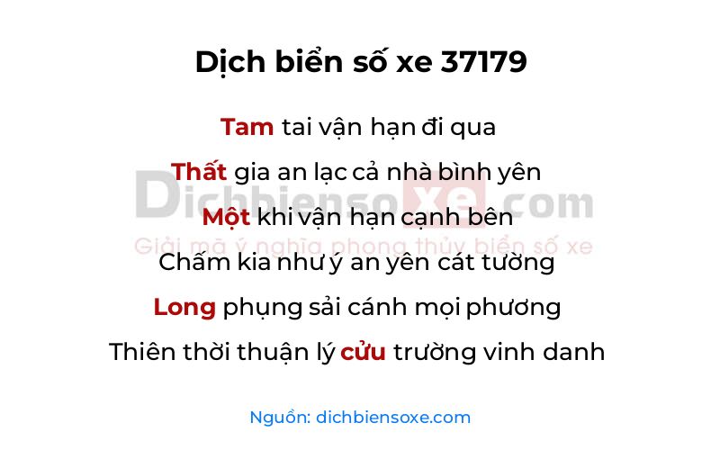 Dịch thơ biển số 37179