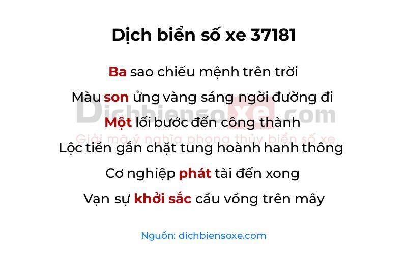 Dịch thơ biển số 37181