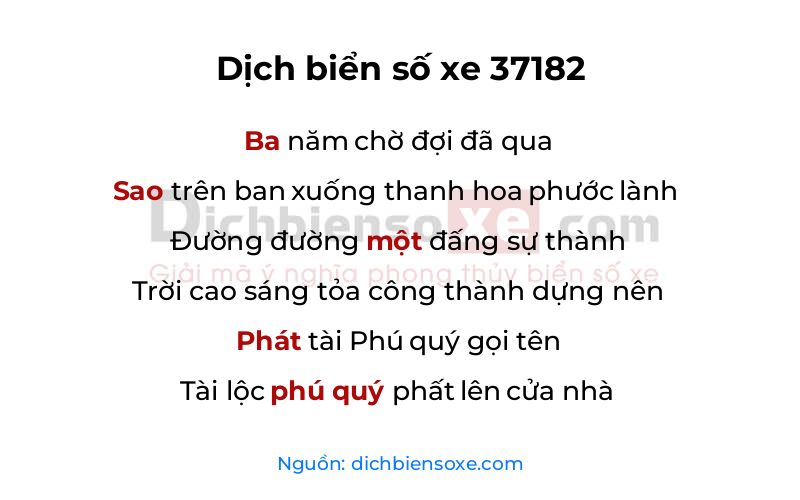 Dịch thơ biển số 37182
