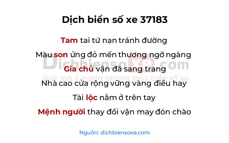 Dịch thơ biển số 37183