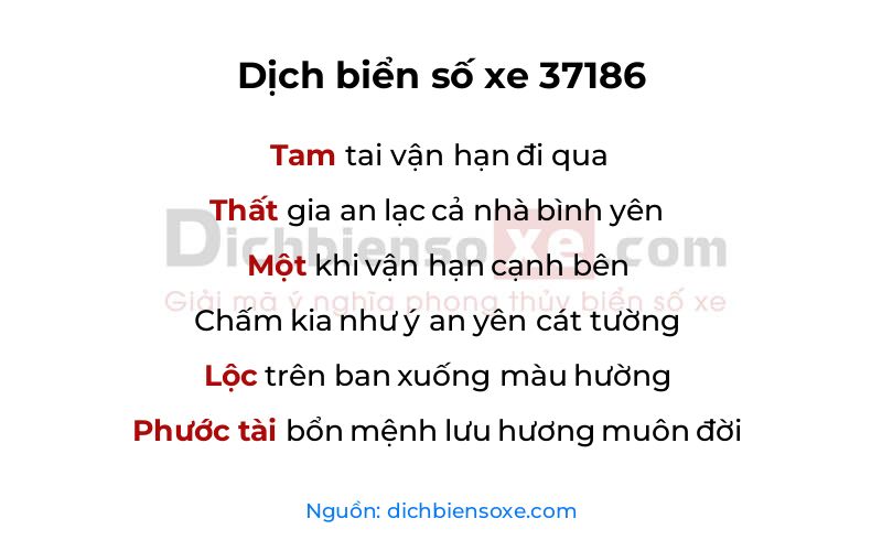 Dịch thơ biển số 37186