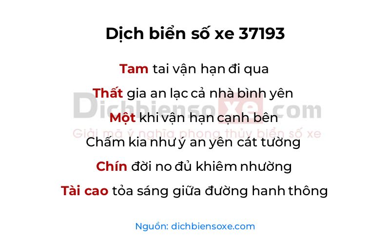 Dịch thơ biển số 37193