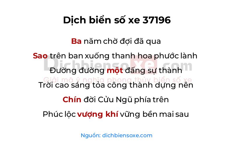 Dịch thơ biển số 37196