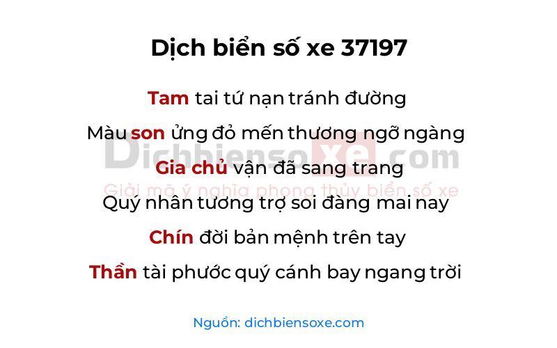 Dịch thơ biển số 37197