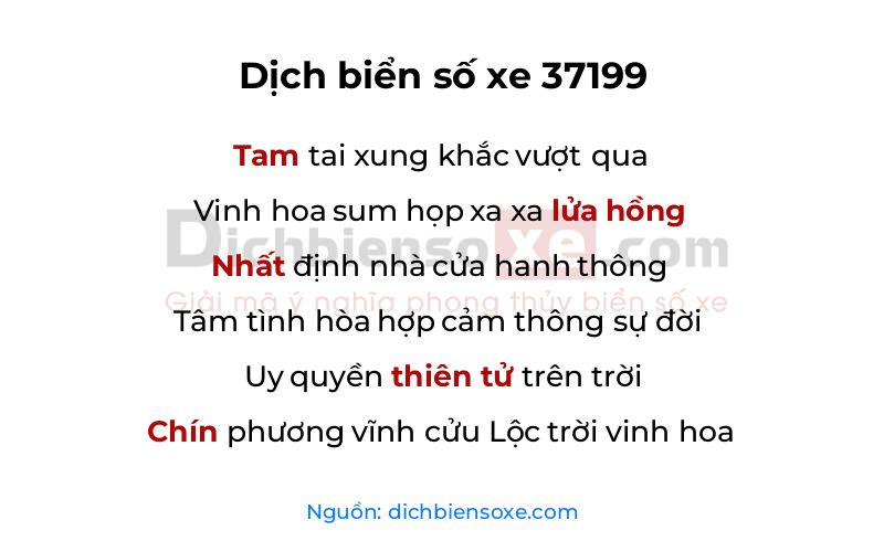 Dịch thơ biển số 37199