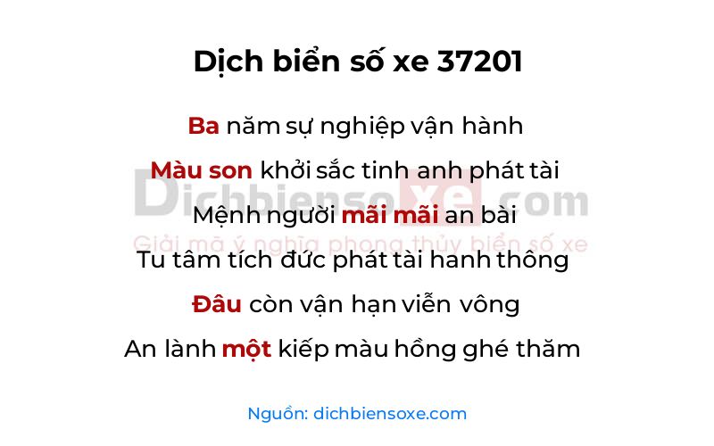 Dịch thơ biển số 37201