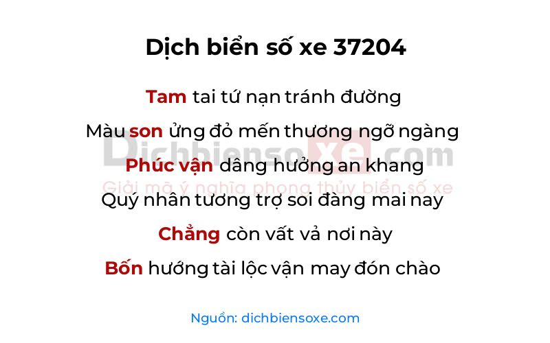 Dịch thơ biển số 37204