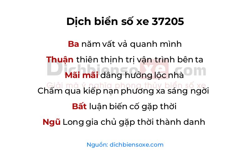 Dịch thơ biển số 37205