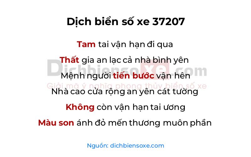 Dịch thơ biển số 37207