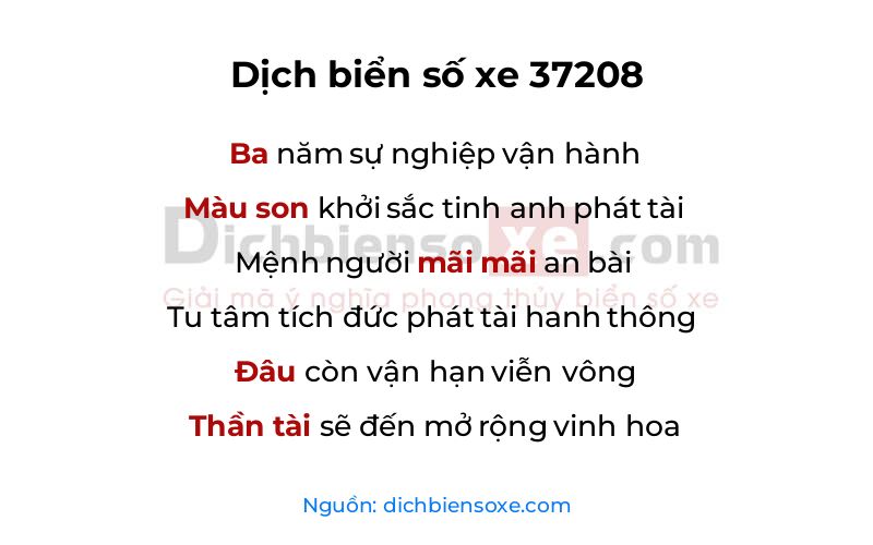 Dịch thơ biển số 37208