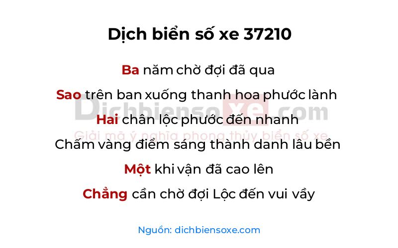Dịch thơ biển số 37210