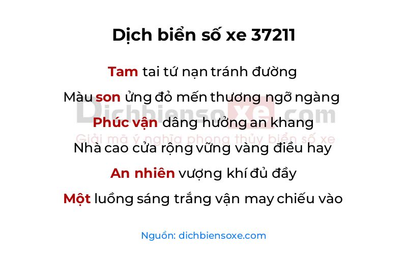 Dịch thơ biển số 37211